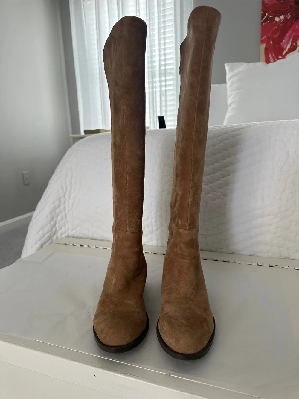 me too Tall Suede Over-the-Knee Boots in Tan Brown